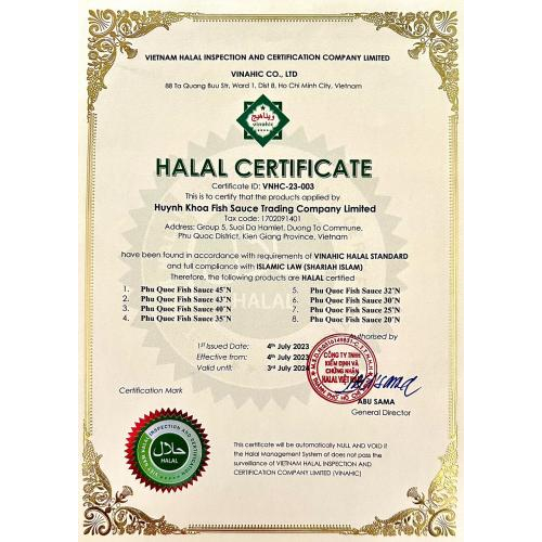 Chứng nhận FDA USA - HALAL - HACCP